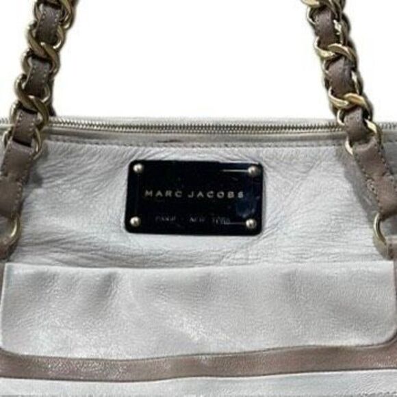 Marc Jacobs Olga Seventies Satchel Bag Women's Ivory Tan Leather Chain Strap - Picture 4 of 14